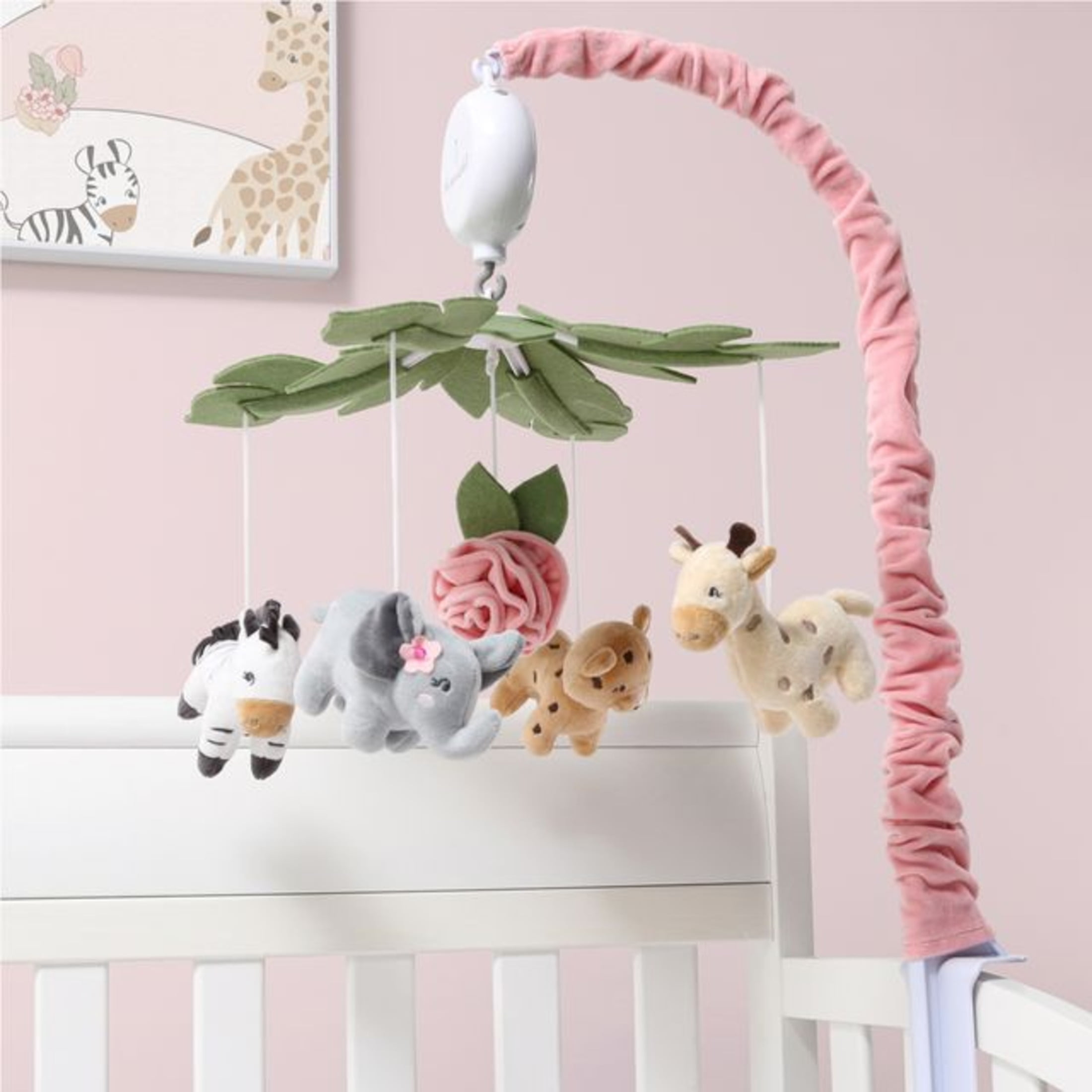 The Peanutshell Wildest Dreams Pink Musical Crib Mobile for Baby Girls