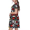 thumbnail image 2 of Honeii Paw And Bones Print Women’s Short Sleeve Dress, Comfortable Casual Dress, Soft Polyester Spandex Blend, Stylish Everyday Wear for Summer, Perfect for Travel and Vacation, 2 of 6