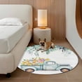 thumbnail image 3 of Easter Day, Large Round Rug 8 FT, Non Slip Living Room Area Carpet, Farm Truck Eggs Sweeping Eucalyptus Leaves Washable Soft Circle Rug Non-Shedding Floor Carpet for Bedroom Office Dining Room, 3 of 9