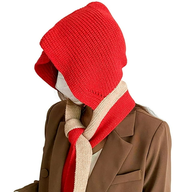 Protection d'Oreille Chaud Extensible Tricoté Écharpe Chapeau Femmes Hiver Patchwork Couleur Capuche Écharpe Accessoires de Costume