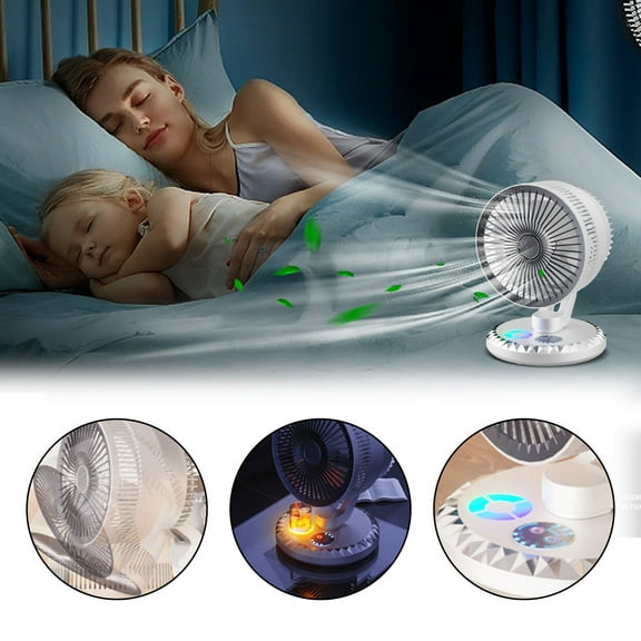 Small Desktop Fan, 3-speed Strong Airflow Quiet Fan, Timed Changeable-color Light Fan, USB-Powered, Adjustable Tilt, for Home Office Bedroom Library Study