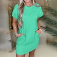 thumbnail image 2 of Kaemgyyd Womens Casual Mini Dress Soft Solid Color Short Sleeve Crew Neck T-Shirt Dresses Oversized Tunic Dress with Pockets, 2 of 7