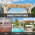 thumbnail image 6 of TROPOW Gazebos for Gardens,10x10 FT Cedar Wood Pergola with Retractable Oxford Fabric Roof, Wooden Outdoor Patio Canopy Gazebo with Shade, 6 of 9