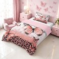 thumbnail image 2 of Homewish Pink Butterfly Twin Comforter Sets for Girls, Glitter Leopard Print Bedding Set, Pink Reversible, 2-Piece 1 Comforter and 1 Pillowcase, 2 of 6