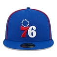 thumbnail image 2 of Men's New Era Royal Philadelphia 76ers Piped & Flocked 59Fifty Fitted Hat, 2 of 6
