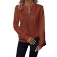 thumbnail image 4 of Aricy Half Zip Sweatshirt Women Casual Knit Elegant Long Sleeve Pullover Tops Autumn Winter Top Warm Tunics Thin Pullover Trendy Ladies Fleece Tops, 4 of 4