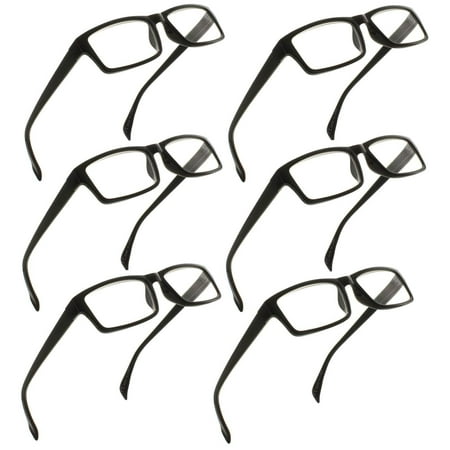 FIORE Reading Glasses 1.25 | 6 Pack of Readers for Men and Women | 6 Black