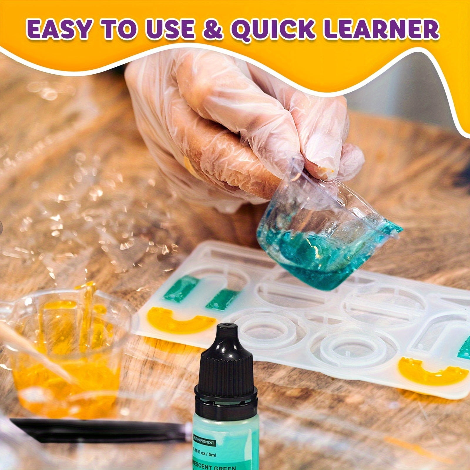 155pcs Epoxy Resin Jewelry Making Kit with 100+ Essential Art Supplies | Silicone Molds, Pigments, Decorations, Wishes Letters, Mixing Cups, Stirring Sticks | DIY Jewelry Earrings Keychain Necklace
