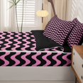 thumbnail image 5 of Homewish Pink Wave Stripes Zipper Queen Comforter Set with Fitted Sheet and 2 Pillowcases,Abstract Modern Zipper Bedding Set,Black Reversible,4pcs, 5 of 8
