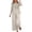 Beige, variant on Floral Embroidered Cotton Linen Set for Women, V-Neck 3/4 Sleeve Blouse with Drawstring Wide Leg Pants - Boho Summer Casual Co-ord Outfit Light Blue XL