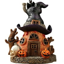 Halloween Decorations,Halloween Village Houses, Resin Spooky Town Happy Haunted House for Home and Party Table Desk Mantel (15.7cm/6.18 in)