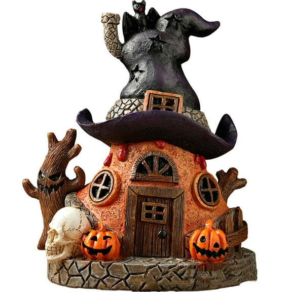 Halloween Decorations,Halloween Village Houses, Resin Spooky Town Happy Haunted House for Home and Party Table Desk Mantel (15.7cm/6.18 in)