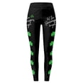 thumbnail image 4 of XIAONU Womens Shamrock Print Leggings High Waist Graphic Tights Stretchy Festive Holiday Bottoms Black, 4 of 5