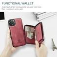 thumbnail image 3 of for iPhone 12 Pro Max Wallet Case, Minimalist Luxury PU Leather Magnetic Detachable Credit Card Holder, 2 in 1 Zipper ID Cash Slot, Magnetic Closure Kickstand Folio Flip Slim Cover,Red, 3 of 14