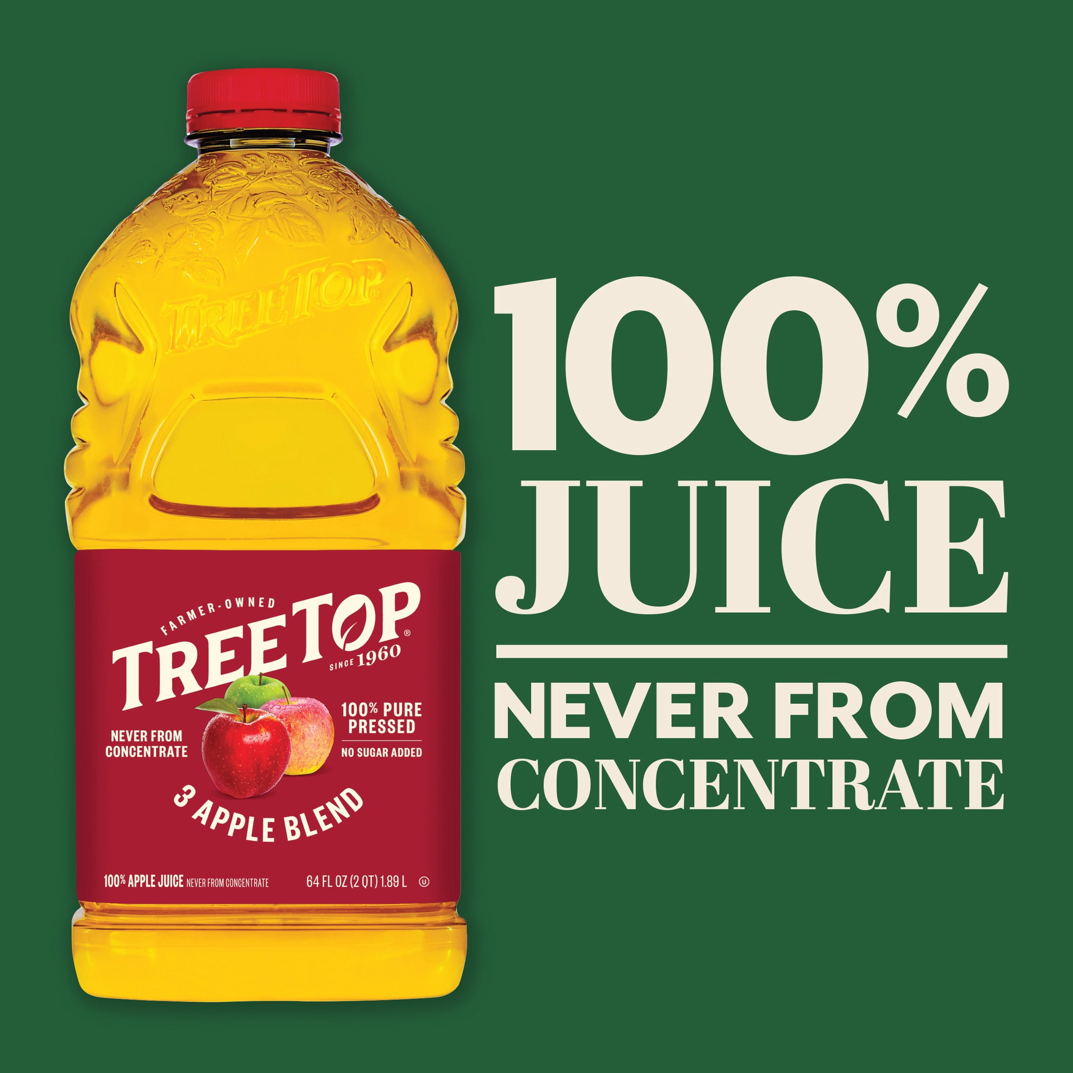 (4 pack) Tree Top 100% Pure Pressed 3 Apple Blend Juice, 64 fl Oz