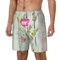 thumbnail image 2 of Balery Vintage Wood Background with Floral Mens Swim Trunks Swim Shorts for Men Quick Dry Inseam Beach Shorts with Compression Liner Pocket-X-Large, 2 of 9