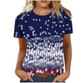 thumbnail image 2 of Hauts d'Entraînement d'Été Grande Taille pour Femmes, T-Shirts d'Été Décontractés à Col Rond à Manches Courtes, Imprimé Drapeau, Coupe Ajustée, Hauts Basiques, Tees, Blouses, T-Shirt à Col en V pour Femmes en Liquidation, 2 of 6