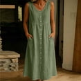 thumbnail image 2 of Horkkom Button Down Dress for Women Summer V Neck Sleeveless Maxi Dresses Casual Tank Beach Dresses with Pockets XXL, 2 of 9