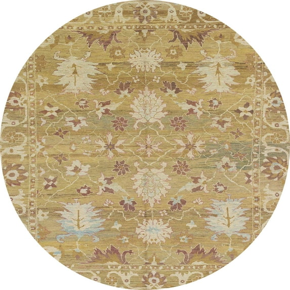 Ahgly Company Machine Washable Indoor Round Abstract Cinnamon Brown Area Rugs, 8' Round