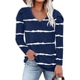 thumbnail image 2 of Tops de manga de pétalo para mujer, cuello en V, camisas de manga larga, camiseta informal suelta Fridja ghj987+2085, 2 of 6
