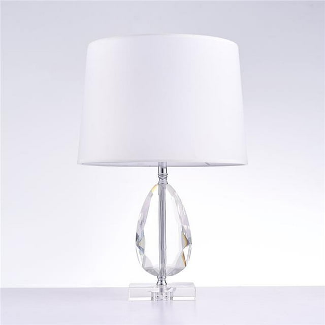 Pasargad Home PMT-13 Lampe de Table en Métal et Cristal, Blanc et Clair