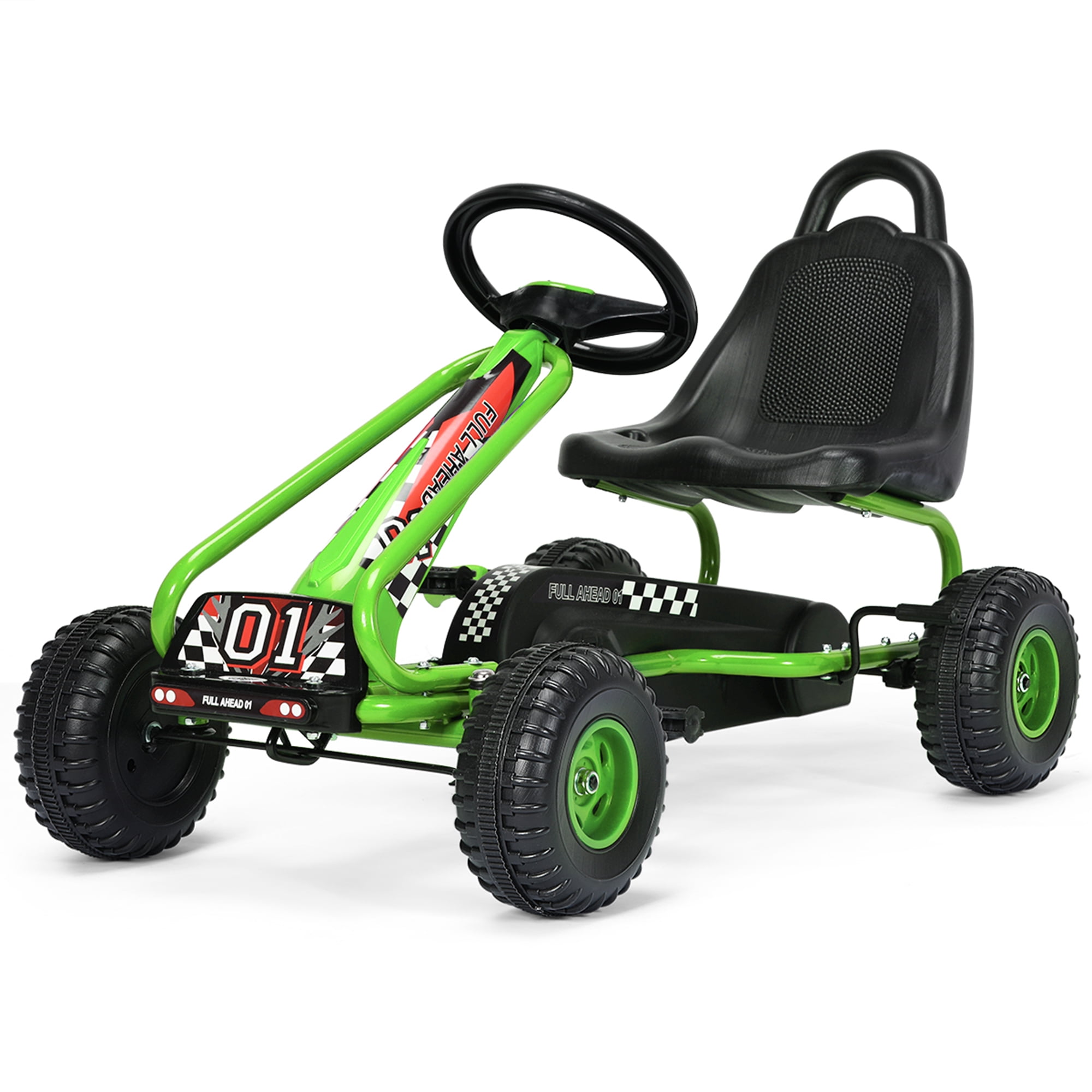 Costway 4 Wheel Pedal Powered Ride On with Adjustable Seat