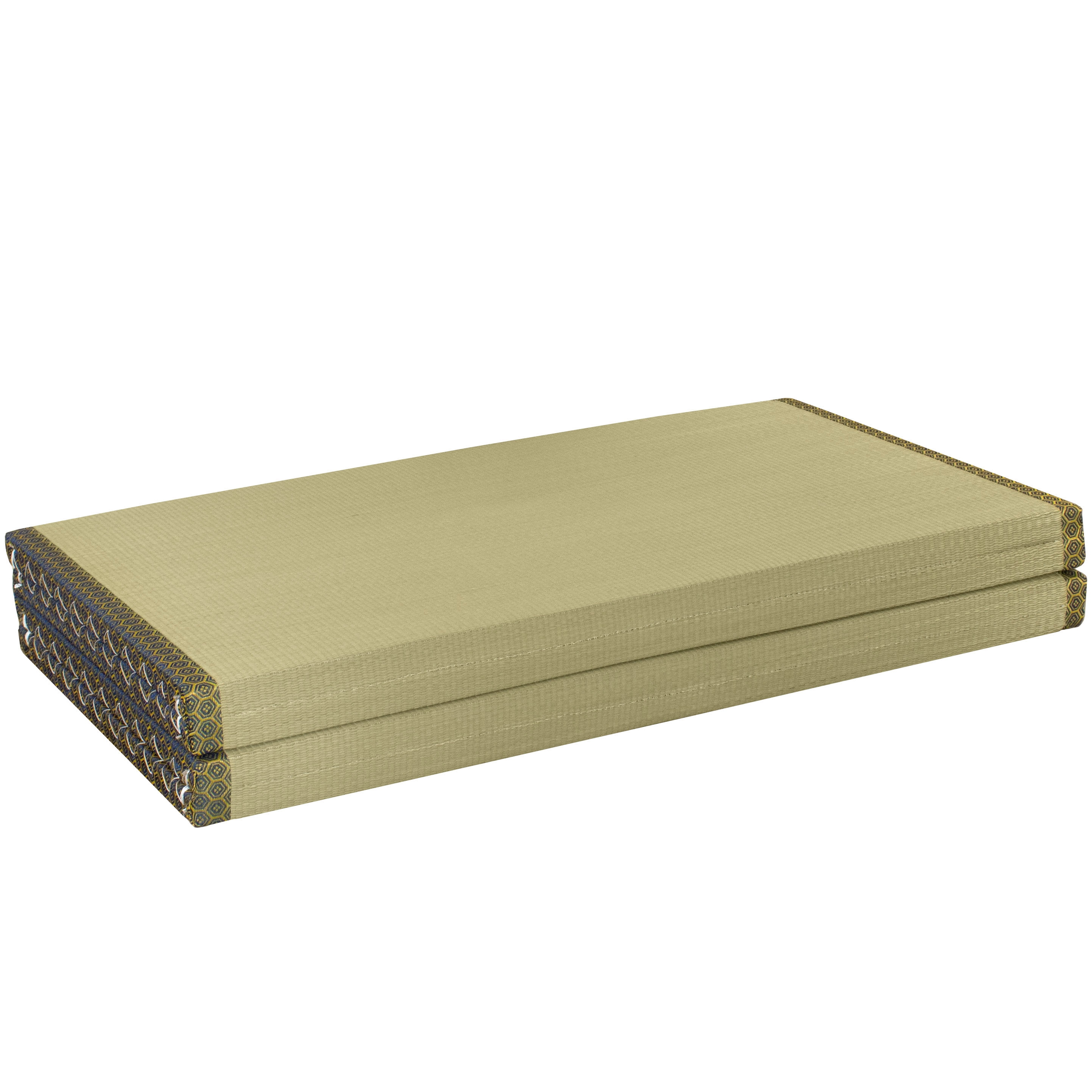 Oriental Furniture 6.5' x 3' Folding Rush Grass Tatami Mat - Jade Brocade