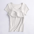 thumbnail image 6 of Duoif Women's Short Sleeve Shirt with Built in Bra Padded Athletic Workout Yoga Top Summer 2026 Womens Tops, White, M, 6 of 7