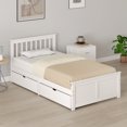 thumbnail image 2 of HOMCOM Wood Twin Bed Frame, Pine Platform Bed Frame with Drawers, White, 2 of 10