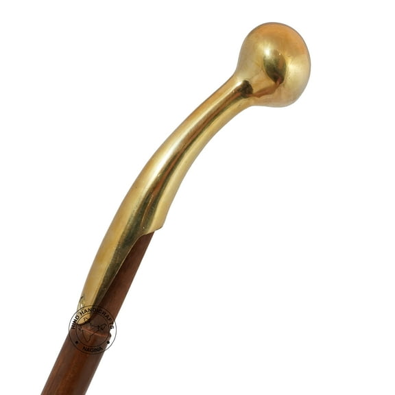Decorative Victorian Canes and Walking Sticks for Men & Women - 36" Brown Ebony Brass Handle Unisex Derby Foldable Cane | Hind Handicrafts (36 inch, Brass)
