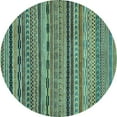 thumbnail image 1 of Ahgly Company Indoor Round Oriental Light Blue Modern Area Rugs, 3' Round, 1 of 4