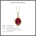 thumbnail image 5 of Gem Stone King 10K Yellow Gold Red Created Ruby and White Diamond Pendant Necklace for Women (2.04 Cttw, Oval 9X7MM, with 18 inch Chain), 5 of 5