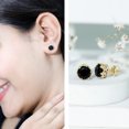 thumbnail image 3 of Rosec Jewels Created Black Diamond Solitaire Crown Stud Earrings for Women (7 mm, AAAA Grade), 14K Yellow Gold, 3 of 7
