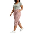 thumbnail image 6 of VBVC Women's Plus Button Closure Cargo Capri Pants,Straight Leg Hiking Shorts For Women,Ladies Lightweight Outdoor Cropped Trousers with Multi Pockets, Pink , L-5XL, 6 of 9