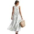 thumbnail image 2 of Xixirimido Green Roses Toile Print Women Maxi Dresses Casual Summer Dresses Tank Long Flowy Sleeveless Sundresses with Pockets Beach Vacation Outfits, XX-Large, 2 of 7