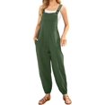 thumbnail image 1 of Overol sin mangas para mujer, estilo casual, de verano, pierna ancha, pantalones bottons, manga larga, con botones Verde G Verde G Xishao ropa, 1 of 2