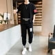thumbnail image 2 of Conjunto de camiseta y pantalones cargo elásticos ajustados para hombre de Kpop, top elegante y gris, ropa informal de algodón estilo coreano, holgada y de nailon, 2 of 5