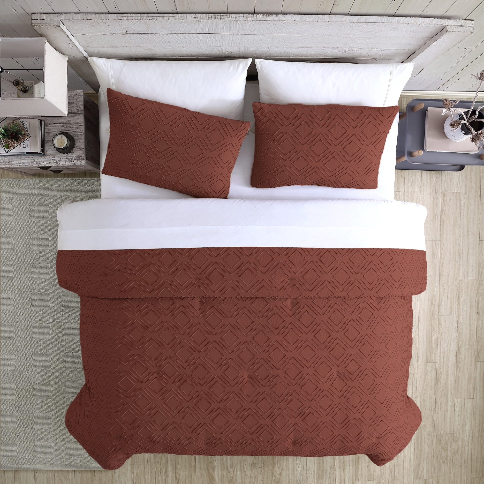 Modern Threads Ethos 3-Piece Adult Comforter Set, Brick Red, Queen