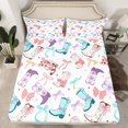 thumbnail image 2 of Feelyou Fashion Cowgirl Boot Bed Sheets, Princess Bowknot Ribbon King Sheets, Cartoon Stars Print Sheet Set, Luxury Bedroom Decor, 4-Piece, 2 of 7