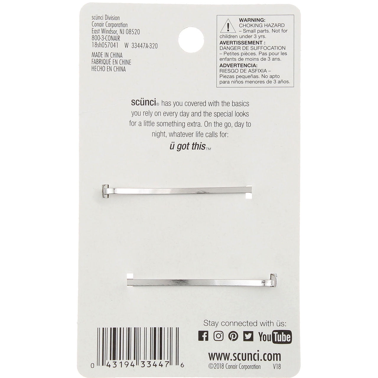 Scunci U Got This Bobby Pins, Cubic Zirconia - 2 bobby pins