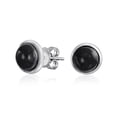 thumbnail image 1 of Ensemble de Boucles d'Oreilles à Clous en Dôme Rond en Onyx Noir Classique pour Femmes.925 Argent Sterling, 1 of 4