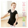 thumbnail image 2 of Ballet Leotard Dress Pink Dance Leotard with Tutu Short Sleeve Ballerina Dress for Girls, 2 of 7