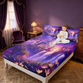 thumbnail image 3 of Homewish Purple Castle Queen Sheets, Dreamy Floral Flower Queen Sheet Sets for Girls, 4 Pieces, 1 Flat Sheet, 1 Fitted Sheet and 2 Pillowcases, 3 of 6
