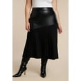 thumbnail image 2 of ELOQUII Women's Plus Size Mixed Media Pleated Skirt, 2 of 3