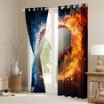 thumbnail image 3 of Manfei 3D Baseball Blackout Curtains Set of 2 (52x84 Each) for Boys, Fire and Water Window Curtains, Modern Ball Sports Curtains and Drapes, Window Curtains Decor, 3 of 6