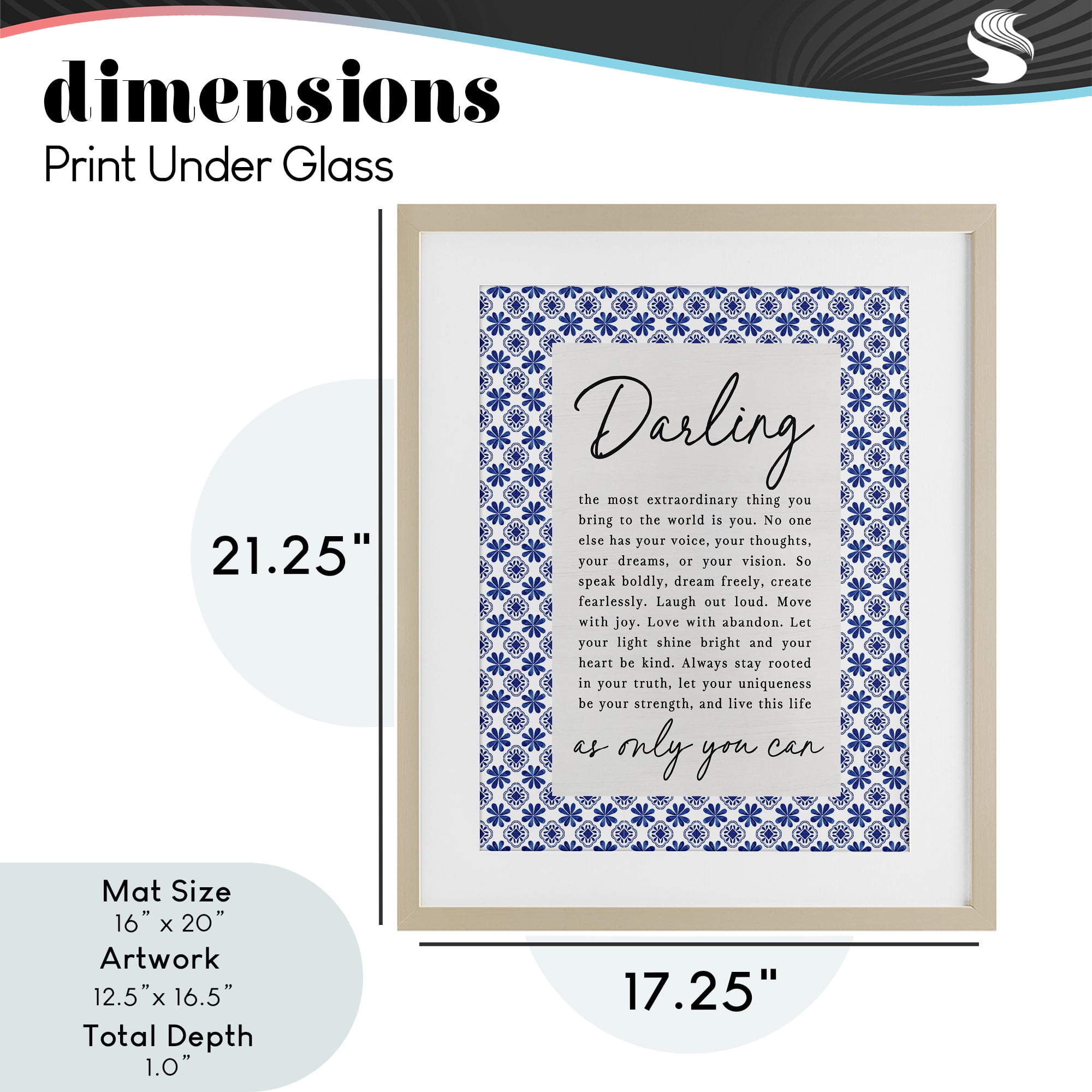 Darling Only You Can Inspiring Birch Framed Print Under Glass, design by Lettered and Lined
