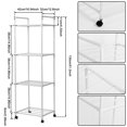 thumbnail image 3 of Dznils 4-Tier Metal Bathroom Storage Shelf Unit Space Saver, with Caster Wheels, White, 3 of 12