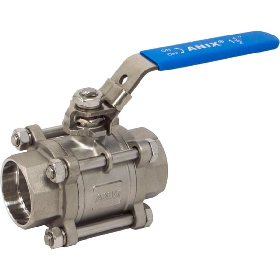 1" Stainless Steel 3PC Full Port Ball Valve 1000 PSI, Socket Weld End