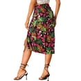 thumbnail image 3 of MODA NOVA Juniors Summer Flowy Ruched Front Beach Tropical Floral Midi Skirt, 3 of 5
