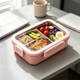thumbnail image 6 of Stainless Steel Bento Box, 3 Compartment Lunch Box, 720Ml Leak Proof Lunch Container, Portable Meal Prep Box, Reusable Snack Container, with Plastic Tableware, 6 of 6